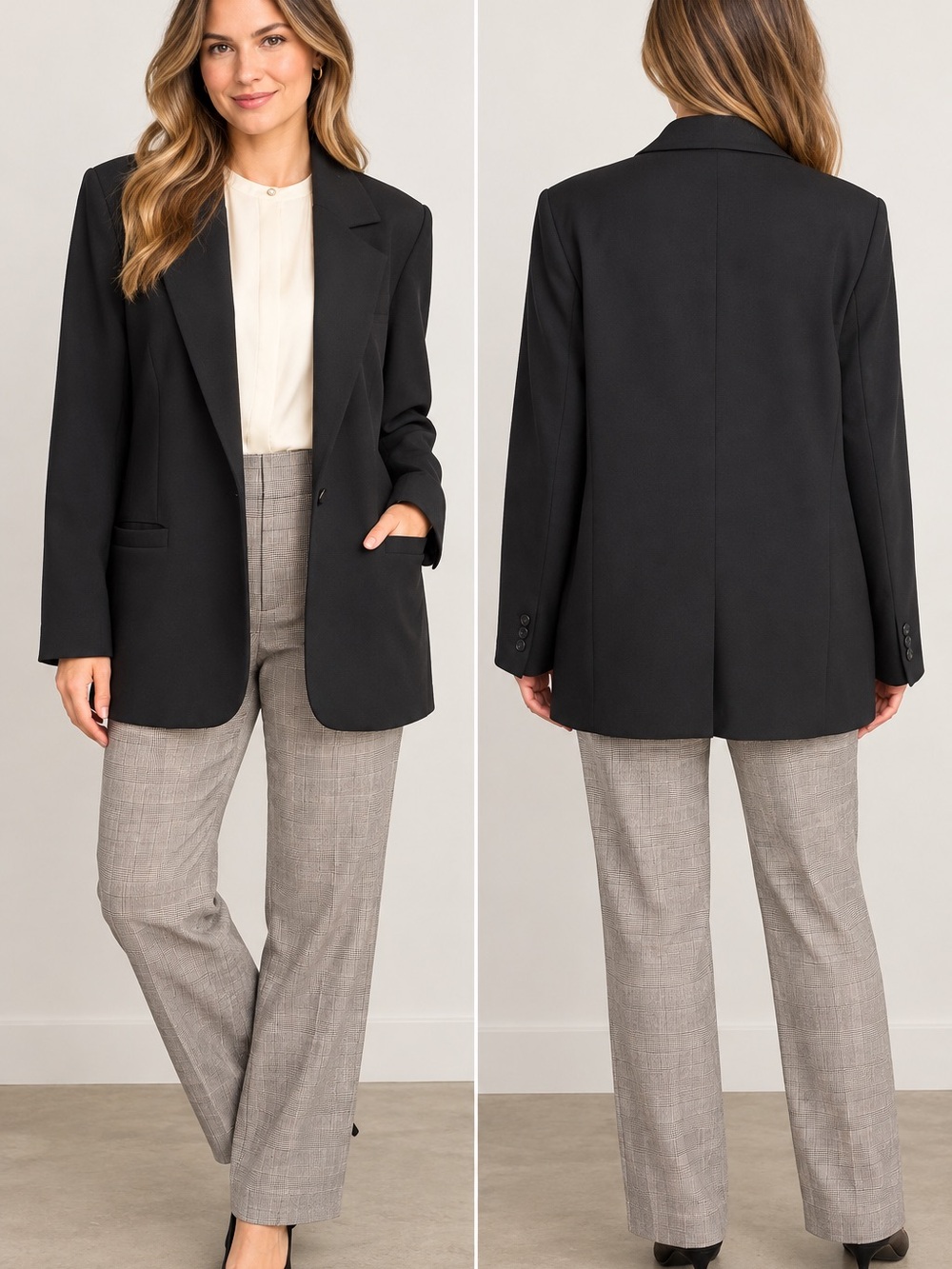 Rachel Zoe Black Boyfriend Blazer
Size XL Oversized Tailored Jacket